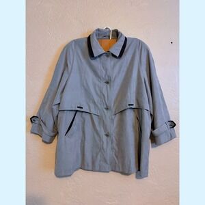 FITZWRIGHT Women's Vintage 2X‎ Light Blue SOFT Trench Coat Button Front